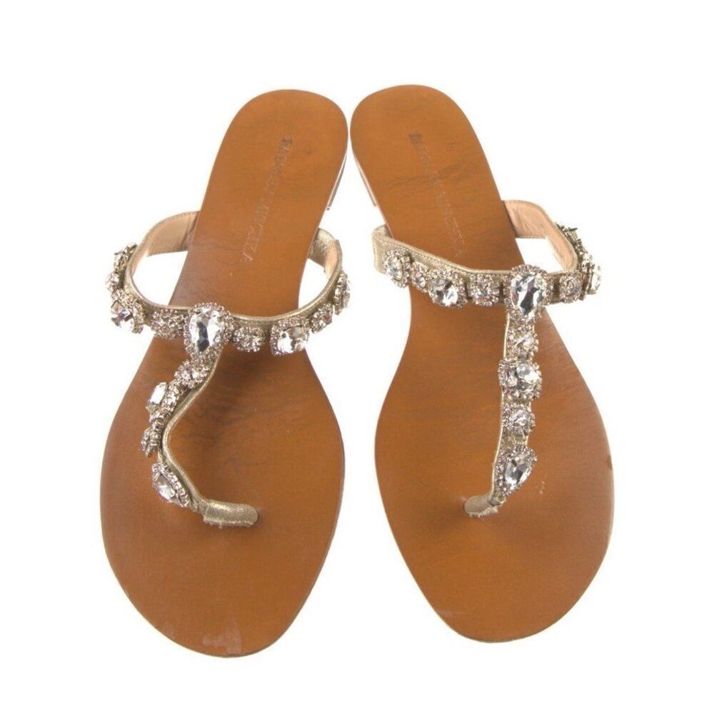 badgley mischka Women’s Silver Rhinestone Thong flip Flops Sandals 7